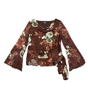Adrianna papell whimsygoth fairy bell sleeve silk cowl neck blouse